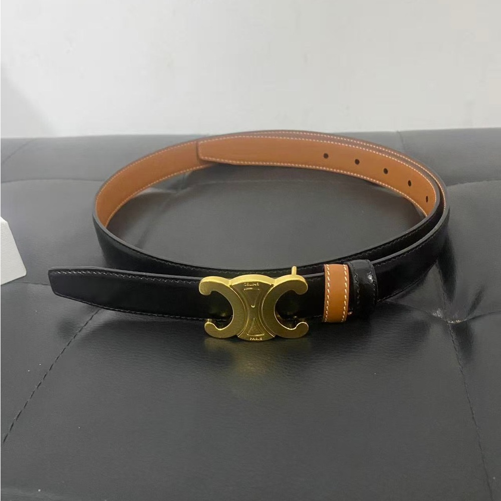 Celine Black Leather Belt Gold Buckle 85cm 34in